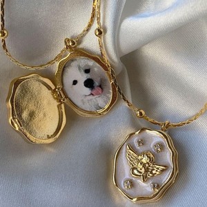 Angel Open Close Album Box Pet Photo Frame Pendant Necklace Personalized Retro Commemorative <b>Meaning</b> 18K Gold Plated Fashion - Product Image 3