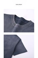 T-shirt décontracté à manches courtes col rond coupe classique en coton 100% teint en fil, grammage lourd 250G, noir dégradé effet délavé par pulvérisation
