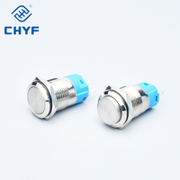 Interrupteur à bouton-poussoir métallique 19 mm marche/arrêt momentané avec LED étanche IP65 220 V, anneau lumineux cinq couleurs pour panneau de machine