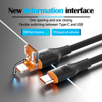 Kabel Data pengisi daya USB Tipe C 100W, jaket TPE multifungsi 2 dalam 1 harga pabrik