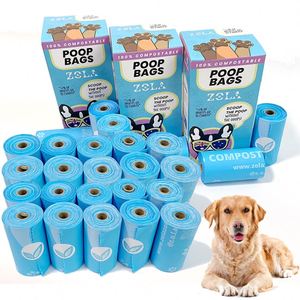 Sacs à déjections canines compostables et biodégradables, écologiques, petits sacs anti-fuites pour la gestion des déchets de chien - Product Image 6
