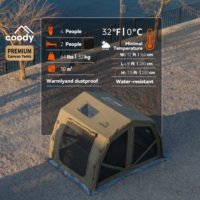Tente pneumatique Coody 10.0 Pro Air - Vert armée, tente gonflable d'extérieur pour le camping, 4 saisons, résistante au vent, grande tente pour 2 à 4 personnes