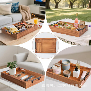 Bandeja de madera para delicatessen con asa, acabado pulido, para servir alimentos en el hogar, bares, fiestas y comidas - Product Image 2
