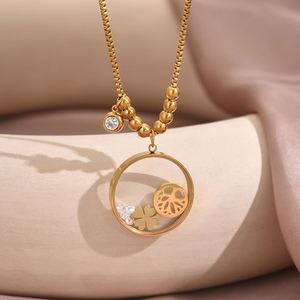 Retro Titanium Steel Non-Fading Gold Electroplated Clavicle <b>Chain</b> Light Luxury Pendant Necklace Jewelry - Product Image 3