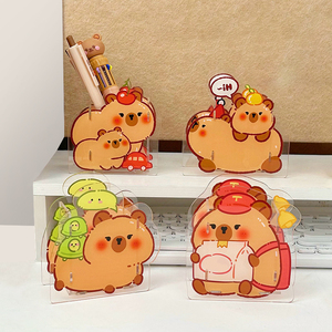 Porte-stylos en acrylique transparent grande capacité personnalisé, boîte de rangement de bureau pour étudiants, motif dessin animé mignon, artisanat en plastique, papeterie NASNAK - Product Image 5