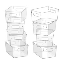 Boîtes de rangement en plastique rectangulaires transparentes empilables pour l'organisation du garde-manger de la cuisine