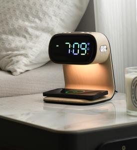 Cargador Inalámbrico Rápido de 15W para Teléfono Móvil con Lámpara de Madera RGB, Luz Nocturna y Reloj, Modelo de Escritorio <span class=keywords><strong>A40PRO</strong></span> - Product Image 4