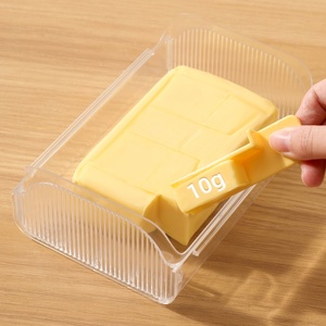Yellow/Cream Color Kitchen Product Ideas Plastic Butter Slicer Cutter with Lid <b>Refrigerated</b> Butter <b>Container</b> Box - Product Image 1