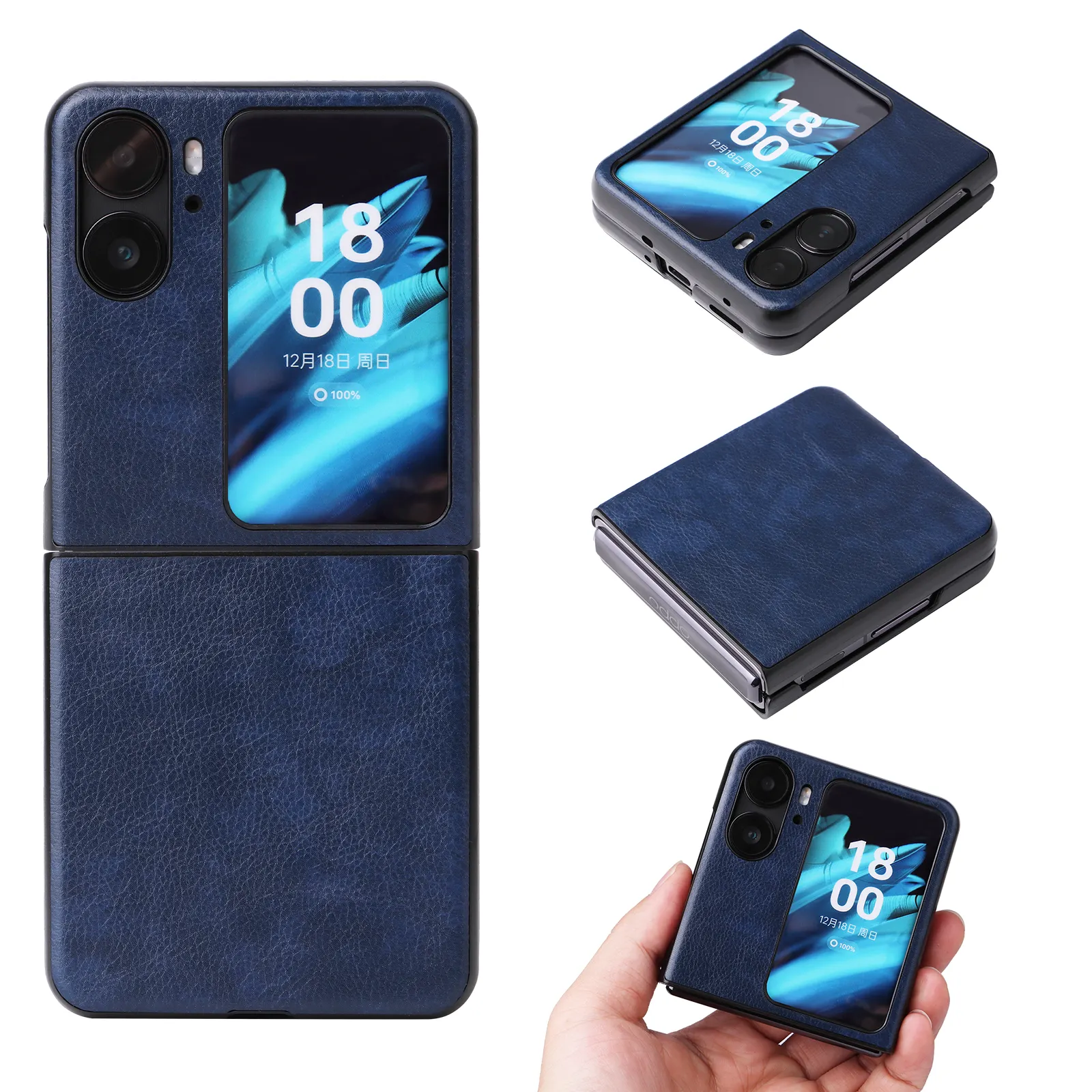 OPPO için 2023 yeni Trend lüks PU katlanır darbeye dayanıklı telefon kılıfı kılıf N2 Flip Case kapak bulmak