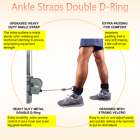 Sangles de cheville personnalisées avec double anneau en D Sangle de cheville Legend Fitness pour machines à câble avec sangle réglable en néoprène