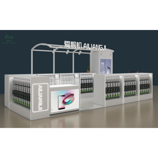 Hot Sale Eco-Friendly Durable Cell Phone Charging Station Kiosk with LED Lighting for Mobile Phone Accessories Display Counter
