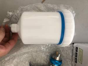 COLORIT Chrome HVLP Pistolet H-887P avec anneau bleu 600CC Tasse en plastique 1.4/1.7/2.0mm Alimentation par gravité OEM Alliage d'aluminium - Product Image 5