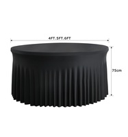 Nappes de table de mariage sans plis, nappe de banquet de mariage ajustée, 4/5/6 pieds, blanc, noir, rondes, en spandex, décoration de fête