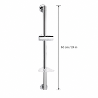Barre coulissante de douche professionnelle en chrome miroir haute brillance avec curseur réglable à l'infini pour projet de salle de bain d'hôtel moderne