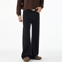 Pantalon en jean noir coupe droite de haute qualité - Pantalon tendance homme automne/hiver - Pantalon décontracté ample style streetwear américain