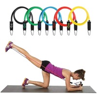 Nuevo estilo, logotipo personalizado, Fitness, 100-150Lbs, 11 piezas, juego de bandas de resistencia para ejercicio, bandas elásticas de látex para ejercicio