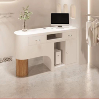 Kainice Mobilier de bureau moderne personnalisé Bureau de réception en bois courbé Comptoir de vente au détail pour magasins Comptoirs de caisse