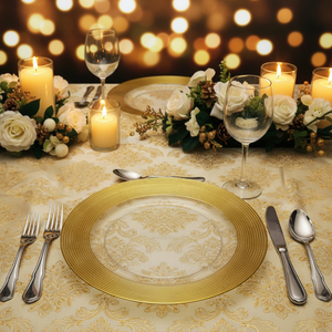 Platos de Presentación de Plástico de 13'' con Borde Dorado, Platos de Presentación de Lujo Dorados para Decoración de Bodas y Restaurantes en la Mesa - Product Image 1