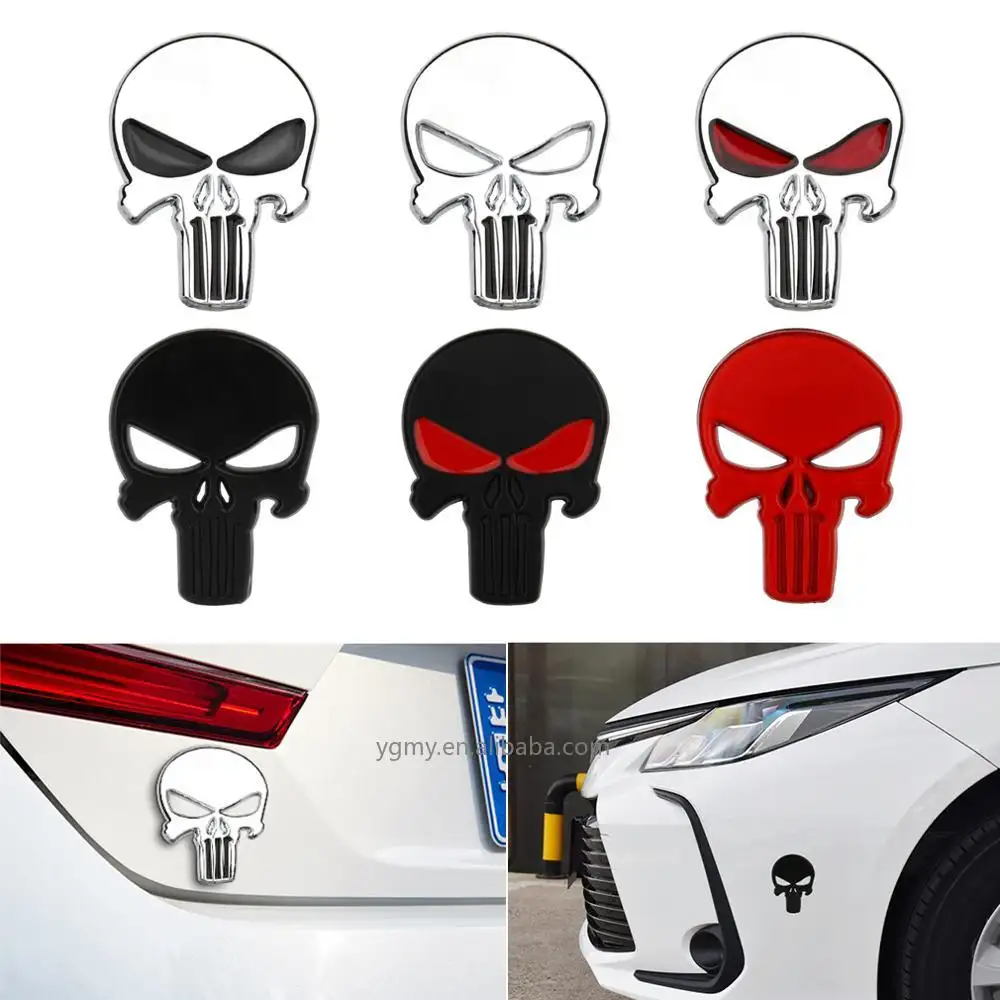 Junsun — autocollants de tuning 3D, 1 pièce, Auto, étanche, rouge, noir, gris, crâne de protection, enveloppe pour voiture