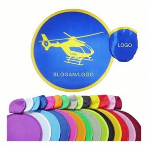 Custom Foldable Hand Fan Foldable Flyer Nylon Round Fold-Up Flying Disc Storage Pouch with Logo - Product Image 1