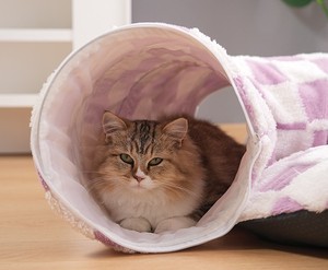 Terowongan Mainan Kucing Bentuk Donat yang Dapat Dilepas, Ramah Lingkungan, Berbahan Linen Plush, Dapat Dilipat, dengan Tempat Tidur Hewan Peliharaan, Mainan Interaktif - Product Image 6
