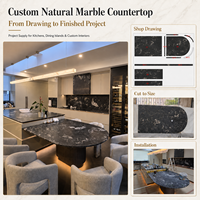 Planche de granit noir titane du Brésil de luxe, comptoir de cuisine sur mesure, îlot, bar, revêtement mural, plateau de table en marbre noir cosmique