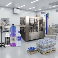 Machine de remplissage automatique trois-en-un pour petites bouteilles, pour boissons et eau pure, avec lavage et bouchage, capacité de 2000 bouteilles/heure