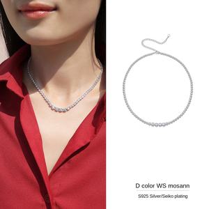 Colar de Moissanite com Testador de Diamante Personalizado, Corrente de Elos de Moissanite em Prata Esterlina 925 com Mudança Gradual de Tamanho - Product Image 2