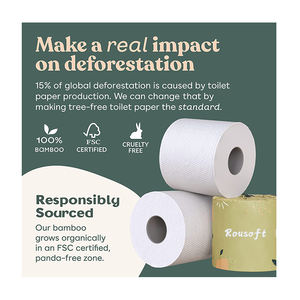 กระดาษชำระไม้ไผ่ไม่ฟอกขาวเป็นมิตรกับสิ่งแวดล้อม,กระดาษชำระทิชชูแบบม้วนนุ่มและ3ชั้นมีโลโก้แบบกำหนดเอง - Product Image 3