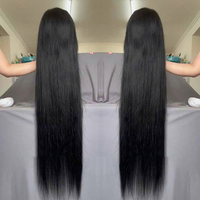 Perruque Lace Front Xuchang 38 pouces de long, couleur naturelle, blond clair avec mèches, cheveux humains vietnamiens, transparente 13x6 pour la partie frontale
