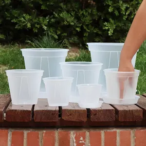 4 to 10 Inch Plastic Flower Pot Container Round Plastic Planter Pot with Tray Root Control Pot for Plant Seeds Nursery