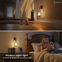 Lampe de nuit moderne LOHAS en forme de boule 330 °   Lampe de nuit LED rotative de luxe, lumière blanche douce et chaude, à intensité variable, pour chambre à coucher, couloir