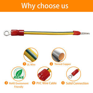Terminal de crimpado OEM ODM, terminal de anillo aislado, conjunto completo de cableado con cable verde y amarillo de 18 AWG - Product Image 5