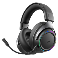 Casque de jeu sans fil RGB à éclairage sur les oreilles, son surround, basses profondes, avec micro pour PC Gamer