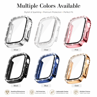 Étui de protection de luxe en verre trempé PC avec strass, chargement direct, anti-rayures, couverture intégrale pour montre connectée 40 41