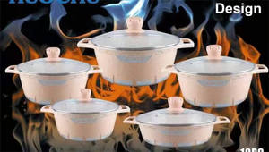 Juego de 10 piezas de cazuela de aluminio fundido, juego de utensilios de cocina antiadherentes de granito - Product Image 4