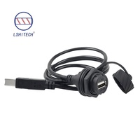 Adaptador de Montaje en Panel Lshitech USB 2.0 IP68 a Prueba de Agua, Conector Eléctrico de Aviación Tipo Bayoneta de 0.1-1M para Equipos de Exterior