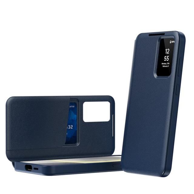 Smart View Leather Phone Case with Card Slot for Samsung Galaxy S25 Edge 5G