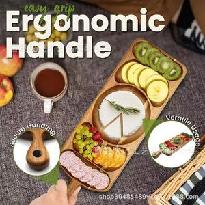 Wooden Cheese <b>Tray</b> With Handle For Hotel Restaurant Dessert Fruit Deli Serving - Product Image 1