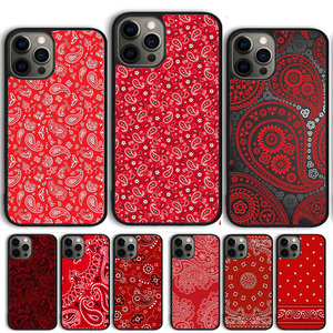 Cover per telefono con Bandana rossa Paisley per <span class=keywords><strong>iPhone</strong></span> 15 16 14 13 12 Pro Max mini 11 Pro XS X <span class=keywords><strong>XR</strong></span> Plus Coque Shell - Product Image 1
