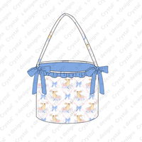 Panier de Pâques pour filles personnalisable Puresun à faible MOQ, panier de Pâques à volants et smocks, sacs de Pâques pour enfants avec broderie de lapin