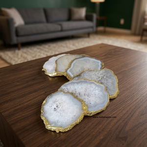 Plaque circulaire en fluorite avec bord doré poli, décoration d'intérieur en pierres précieuses - Product Image 3