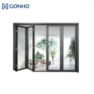 GONHO Bifold Doors Aluminium Folding Patio Folding Door Partition Mosquito Net Doors Folding Waterproof