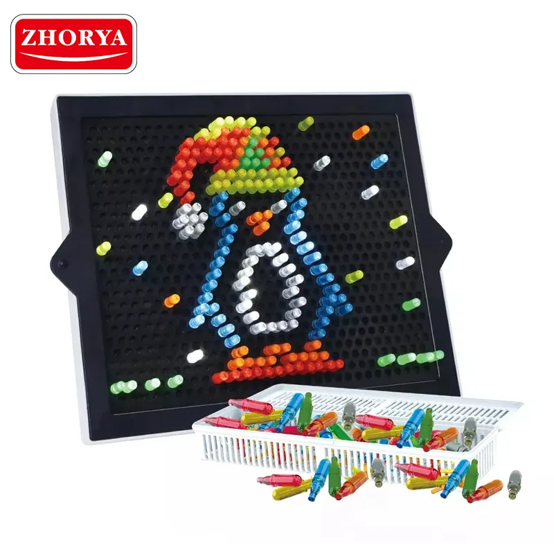 Zhorya 교육 장난감 DIY 드로잉 작은 버섯 네일 보드 Led 3D 매직 라이트 패널