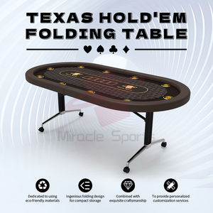 MG Table de poker Texas Hold'em portable à 10 joueurs Design moderne de luxe avec rail antidérapant pliable pour jeu à domicile et roulettes verrouillables - Product Image 2