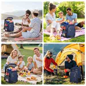 Large Soft Cooler Bag <b>Insulated</b> <b>Lunch</b> <b>Box</b> Backpack with Zippered Dispensing Lid Outdoor for Campus Girl Thermal Food Solar Panel - Product Image 6