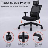 Chaise de bureau ergonomique haut de gamme avec dossier en maille respirante, verrouillage d'inclinaison et glissière de siège pour la maison, le bureau et l'espace d'étude