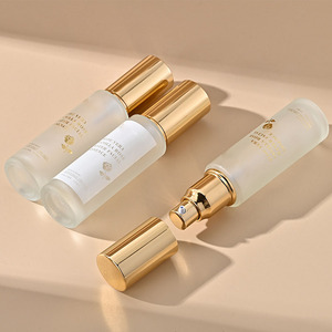 Chai xịt mỹ phẩm thủy tinh tròn mờ cao cấp 50ml, chai đựng kem nền, sữa dưỡng thể 50ml rỗng kèm vòi bơm serum vàng - Product Image 5