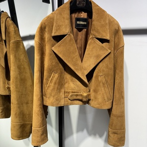 2025 autunno giacca di pelle donna giacca di pelle donna giacca di pelle Camel camoscio giacca con frange - Product Image 1