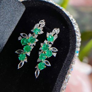 Xinfly Fine Jewelry 18K Gold Diamond 1.46ct <b>Emerald</b> <b>Stud</b> Earrings Jewelry - Product Image 3